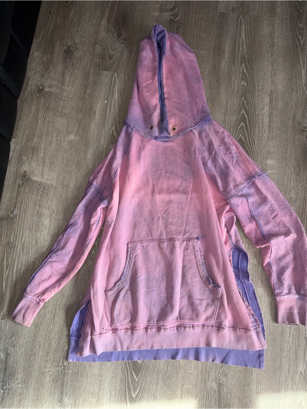 Free People Lavender and Pink Tie-Dye Hooded Sweatshirt